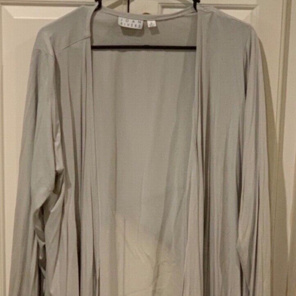 Joan Rivers Women's Robe / Cardigan in Lt. Gray - Jersey / Woven Combo - Size 1X